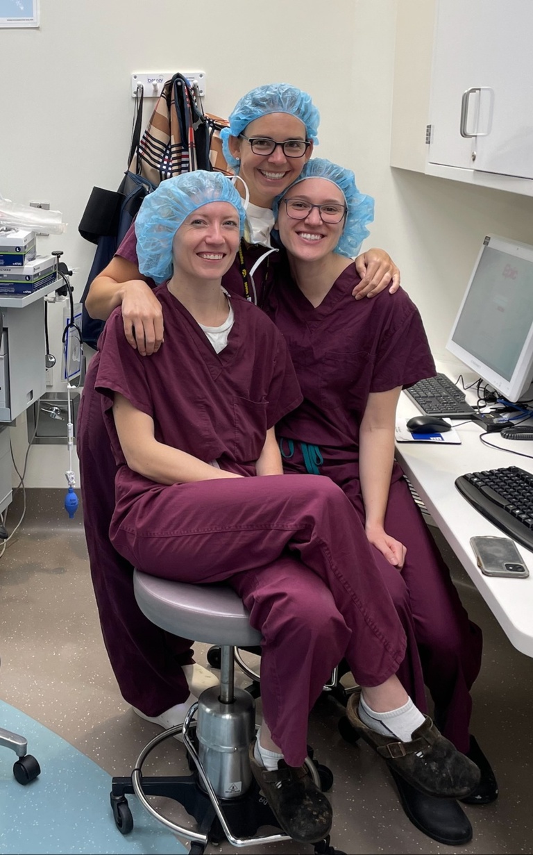 Resident and faculty in OR