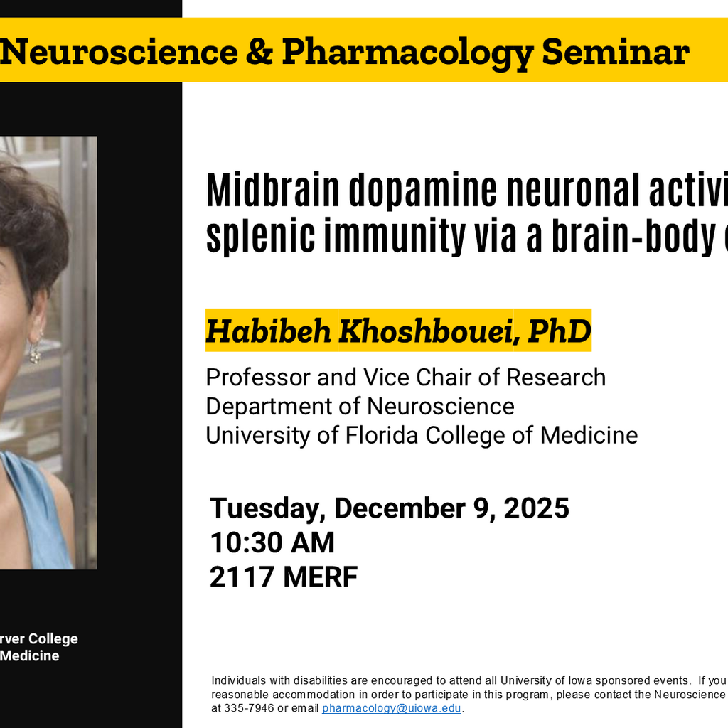 Neuroscience and Pharmacology Seminar - Habibeh Khoshbouei, PhD promotional image