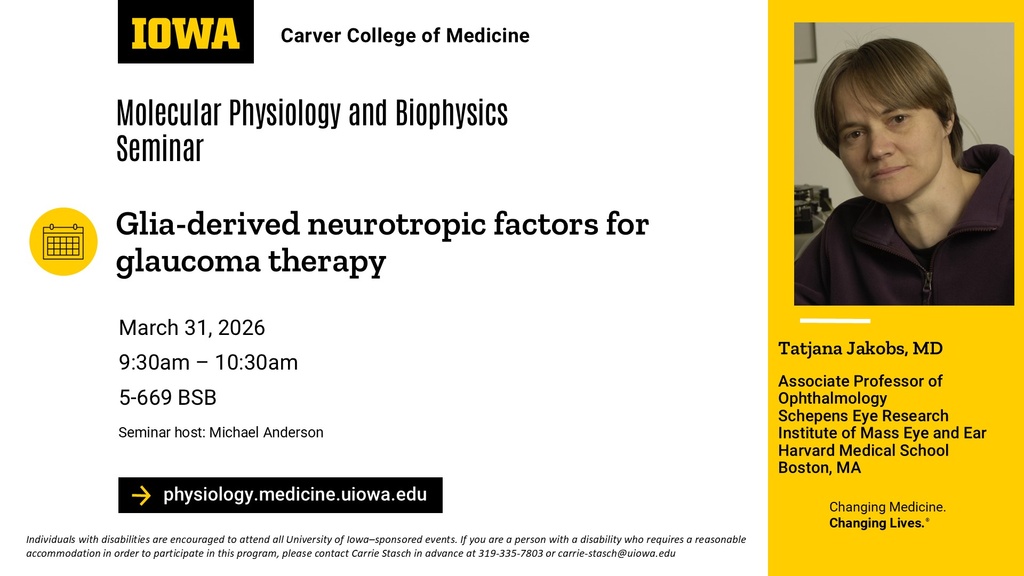 Molecular Physiology and Biophysics Seminar, Tatjana Jakobs, MD promotional image