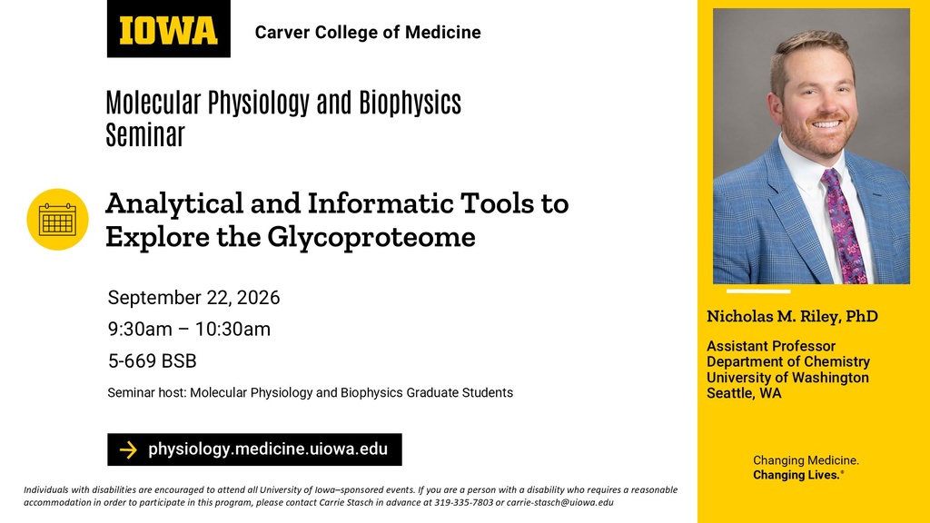Molecular Physiology and Biophysics Seminar, Nicholas Riley, PhD promotional image