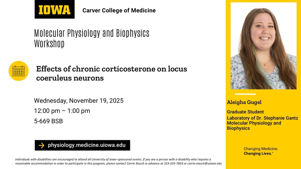 Molecular Physiology and Biophysics Workshop, Aleigha Gugel promotional image